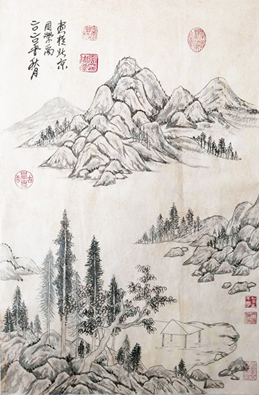 《仿董其昌山水图》  规格：47cmX67cm  2020年（1）